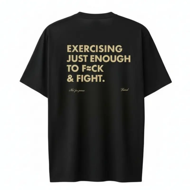 Funny EXERCISING JUST ENOUGH TO F≈CK & FIGHT Tee Retro Vintage Y2K Streetwear 100% Soft Cotton Unisex T-shirt with Unique Design for Tech Fans, Shortsleeve, Women summervibes,