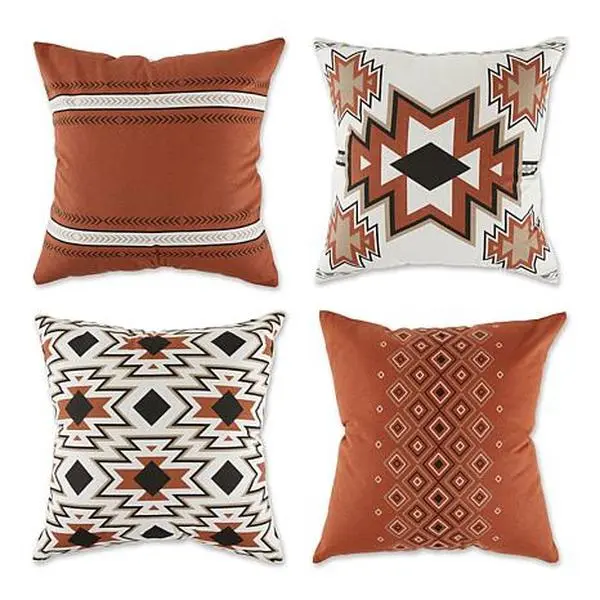 Design Imports Set of 4 Aztec Print Pillow Covers 18x18