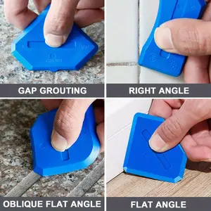 4pcs Caulking Tool Kit, Silicone Joint Sealant Spreader Spatula Scraper, Edge Repair Tools, Floor Tile Edges Cleaner, Oblique Flat Angle