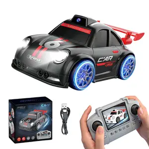 Mini rc Monster Truck Mini RC Drift Car Set Tabletop Drifting, Real-Time FPV Camera, Follow & Escape Modes, Dynamic LED Lights & Sound Effects,Remote Control Racing Car for Kids & Adults
