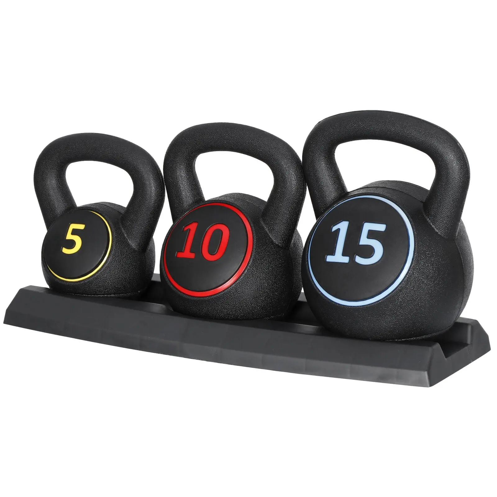 3-Piece Multi-Size Kettlebells Set with Extra-Wide Grip & Storage Rack, Glute Workout Equipment for Home Training Hand Weights Weight Training, Home Training Equipment