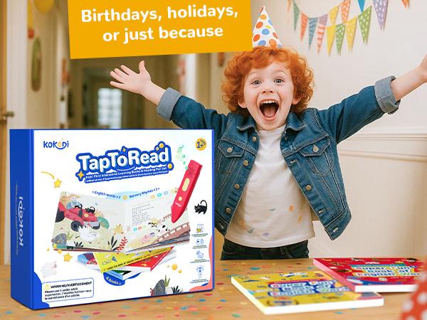 KOKODI Talking Pen Book Set for Kids - Fun, Diverse Interactive Kids Learning Materials with English Words, Mother Goose Nursery Rhymes, 700+ Touch Points, Songs, Sounds, Games, Screen-Free Learning Toy, Toddler Gift