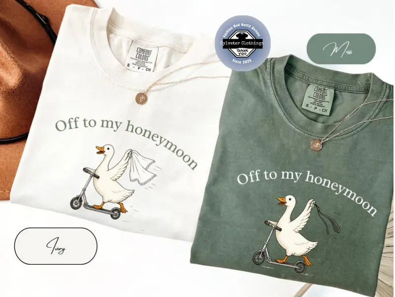 Comfort Colors Off To My Honeymoon Goose Shirt, Funny Bride & Groom Honeymoon Shirt, Just Married Goose Tee, Wedding Gift, Couples Matching Shirt