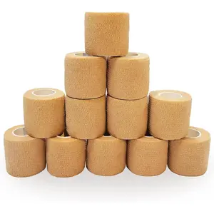 12 Bulk Pack Cohesive Tape, Self Adherent Wrap 2 Inches X 5 Yards - Self Adhesive Bandage Medical Vet Wrap for First Aid, Sports Protection and Wrist, Ankle Sprains & Swelling