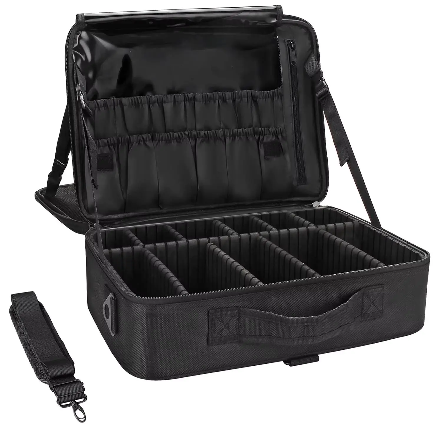 3 Layer Makeup Case, Cosmetic Organizer, Brush Bag, Barber Train Case, Makeup Artist Box for Hair Curler Hair Straightener Brush, Travel Cosmetic Bag, Makeup Storage Bag, Cosmetic Travel Bags, Travel Makeup Bags Organizers, Travel Makeup Pouch