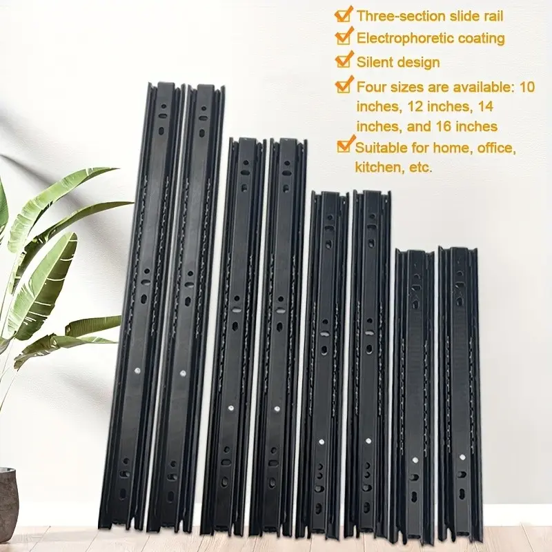 Heavy-Duty Full-Extension Ball-Bearing Drawer Slides, 10/12/14/16-Inch Side-Mount Cabinet Rails, Tool Box & Keyboard Glides, Home, Hardware, Sliders