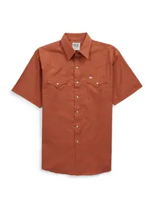 Men's Ely Cattleman Short Sleeve Solid Rust Western Shirt Casual Classic