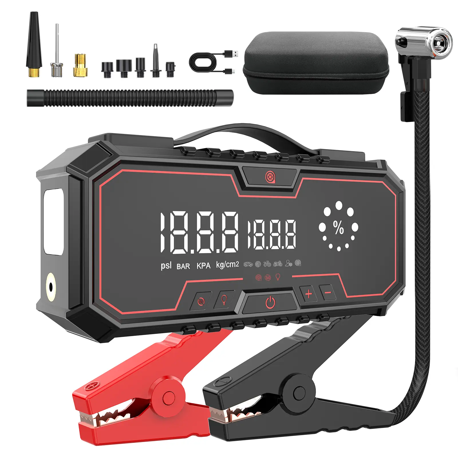 【Fathersdaygift】Kapeezi 6L All-Gas Diesel Portable Car Jump Starter with 160PSI Air Compressor Blower, Tire Inflator, Multi-Function Vehicle Battery Pack, Car Tool Kit, Automotive Accessories outdoorfun