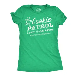 Womens Funny T Shirts Cookie Patrol Sarcastic Christmas Cookies Graphic Novelty Tee For Ladies Funny Womens T Shirts Cute Vintage Fashion Casual Ladies T-Shirt Gift Christmas Tops for Women Funny Food Top Green -