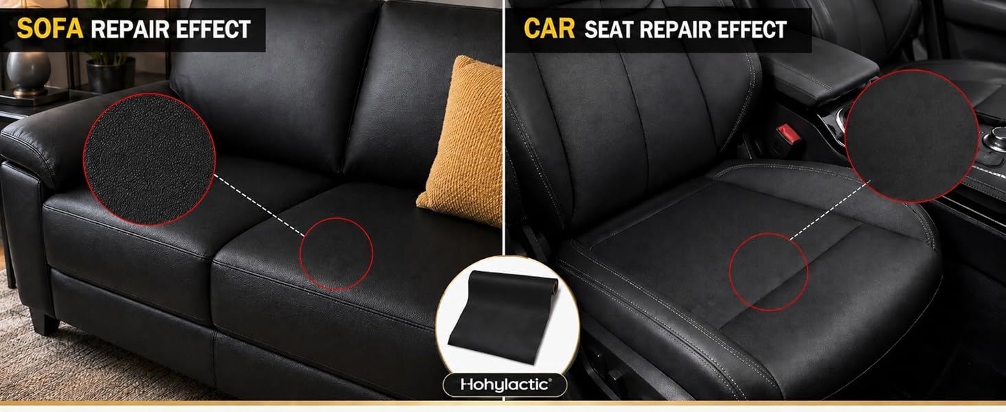 Leather Repair Patch x Inch, Self Adhesive Leather Repair Tape, Large Vinyl Repair Kit for Sofa Couch Furniture Car Seats, Strong Adhesion Scratch Resistant Easy Cut (Dark Brown)