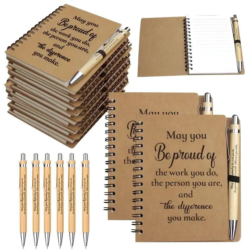 Thank You Gift Set, 12pcs/set Including 6 Counts Mini Notebook & 6 Counts Ballpoint Pen, Office Stationery & Supplies, School Study Supplies, College Essentials, Student Essentials for Home School Office