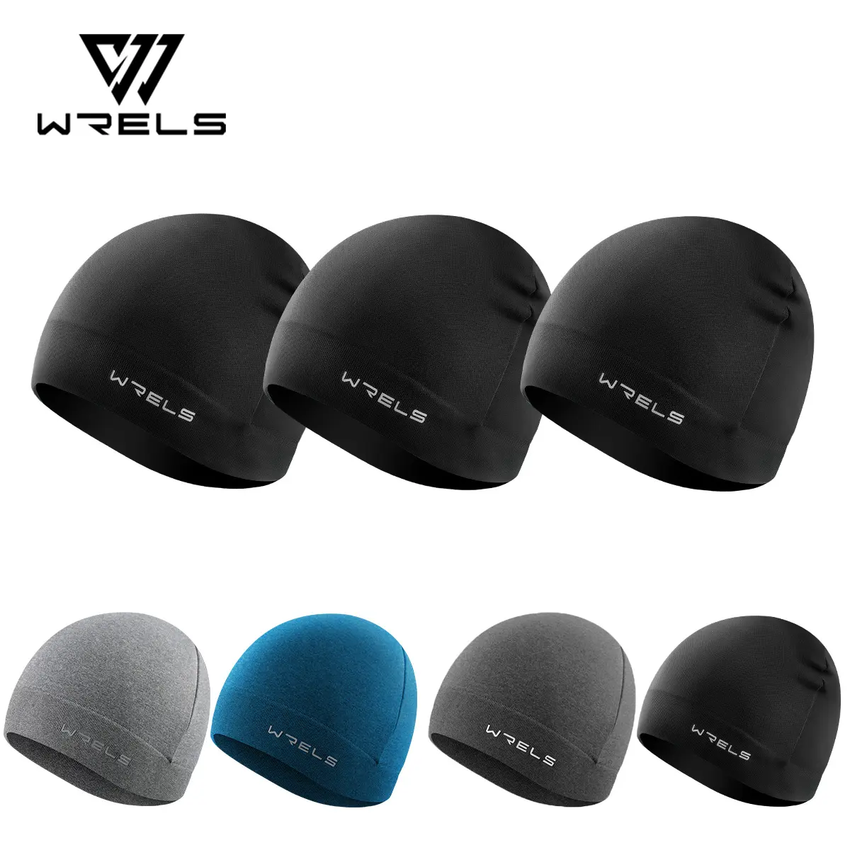 3-pack WRELS autumn and winter warm running hats for men and women, Performance Hats, soft and stretchy windproof hats for fitness, hiking and cycling, black/gray/navy blue Athletic Hats Sports Outdoor Hats Workout Hat Outdoor Headwear