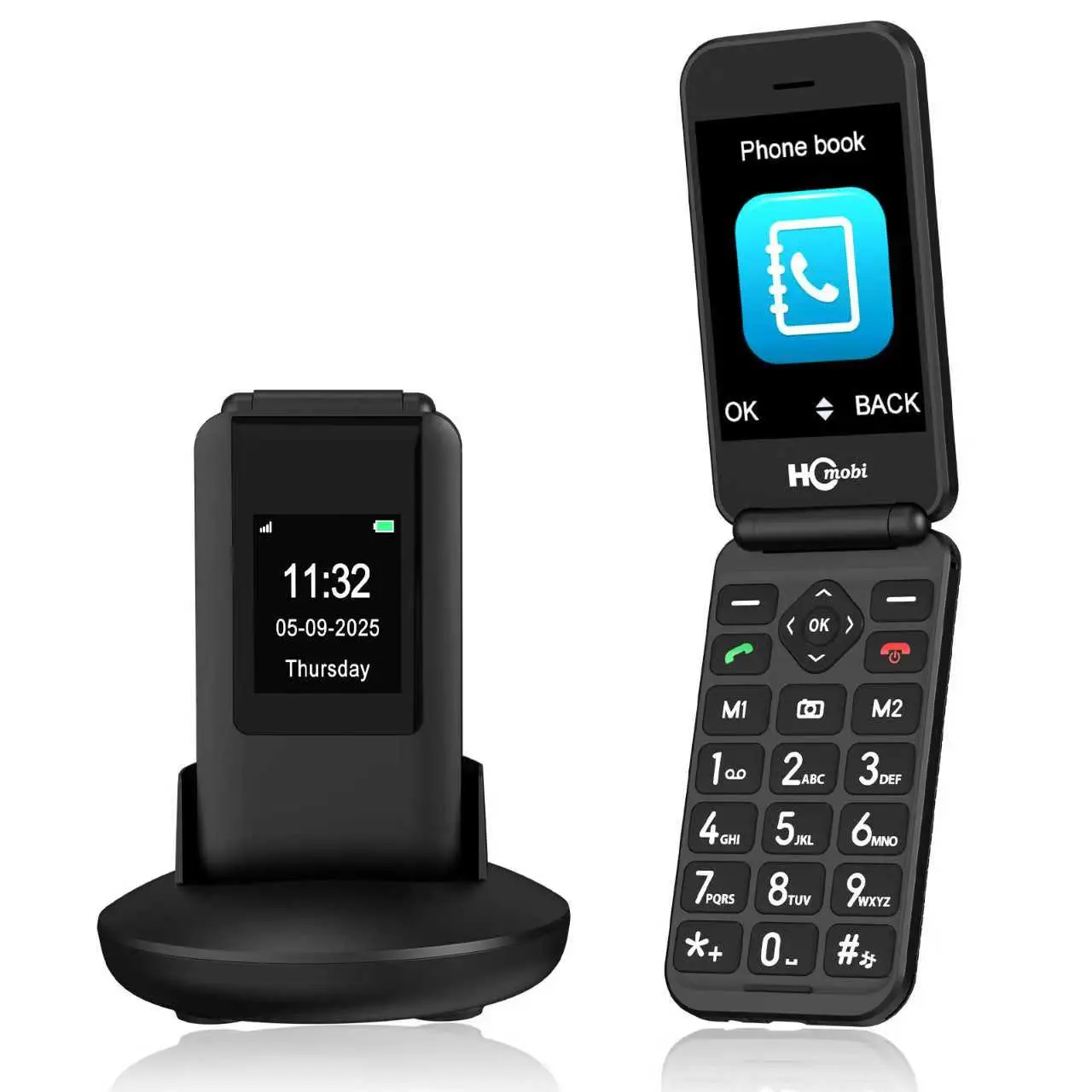 HCmobi Unlocked Flip Phone seniorphone foldable Old-fashioned flipphone SOS emergency Button clamshell phone bobby burner phone ,4G Big Button keypad Cell Phone,14-Day Standby & Dual Charging,Basic Easy Senior Flip Phone for Emergency & Daily Use