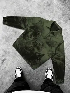 Men's Vintage Oil Painting Print Lapel Fitted Jacket, Artistic Design, High-End Color, Unisex Casual Long Coat