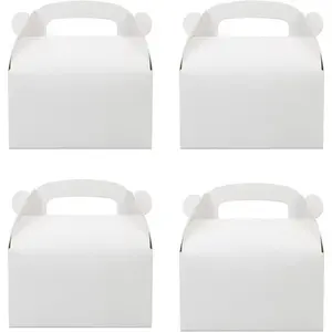 30-Pack White Party Favor Treat Boxes, Goodie Gable Paper Gift Boxes with Handles. for Wedding, Birthday, Graduation, Babyshower.