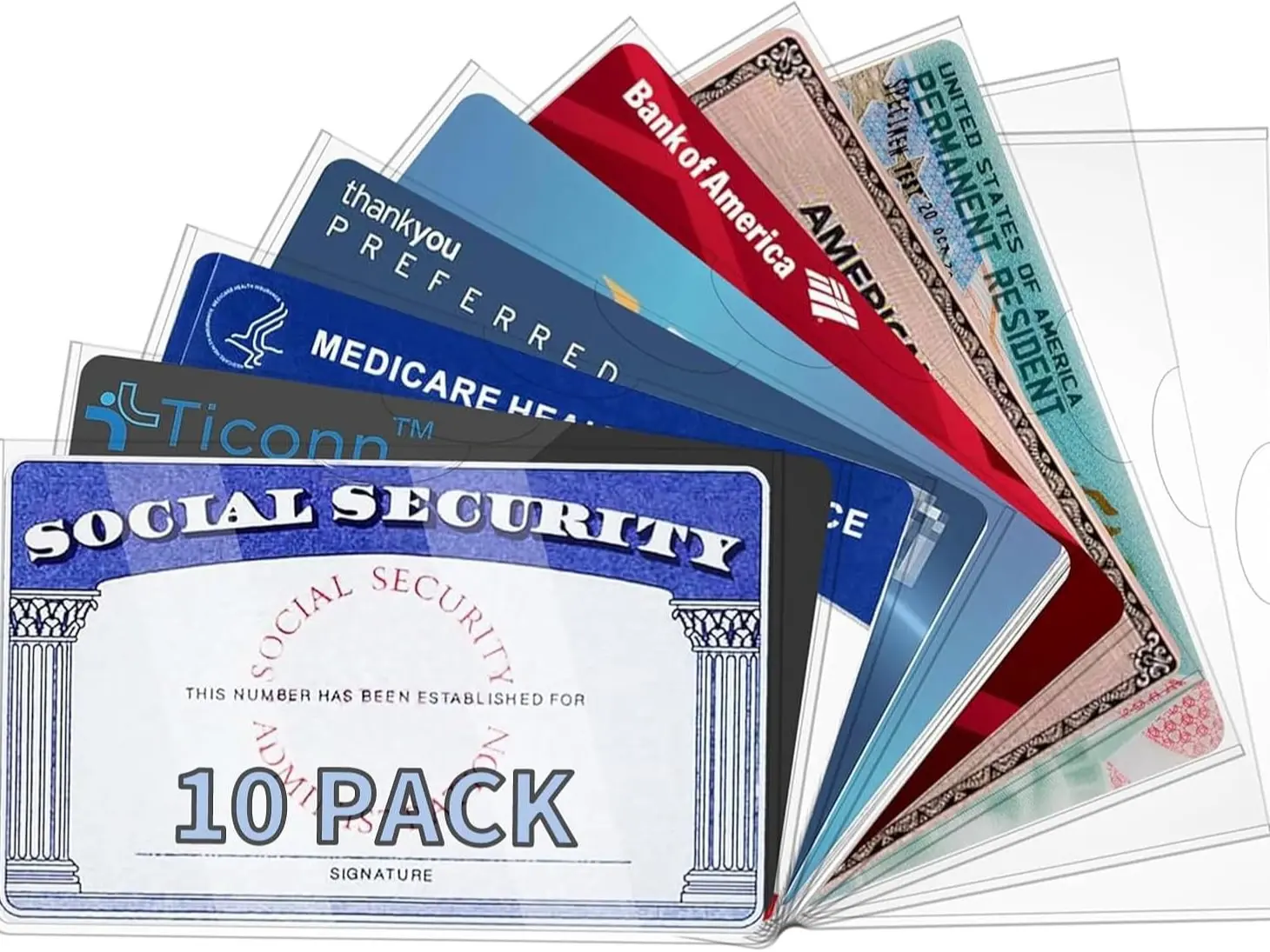 new medicare card holder protector，10 Pack Social Security Card Protector Medicare New Credit Card Holder,24 Mil Soft Clear Card for Waterproof SSN Card Protector，ID/Debit/Credit Card Covers Sleeve(10)
