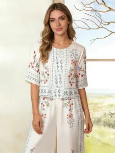 2026 New Floral Print Elegant Casual Set, Stylish Women's Clothing, Perfect for Daily Wear, Comfortable and Trendy Design