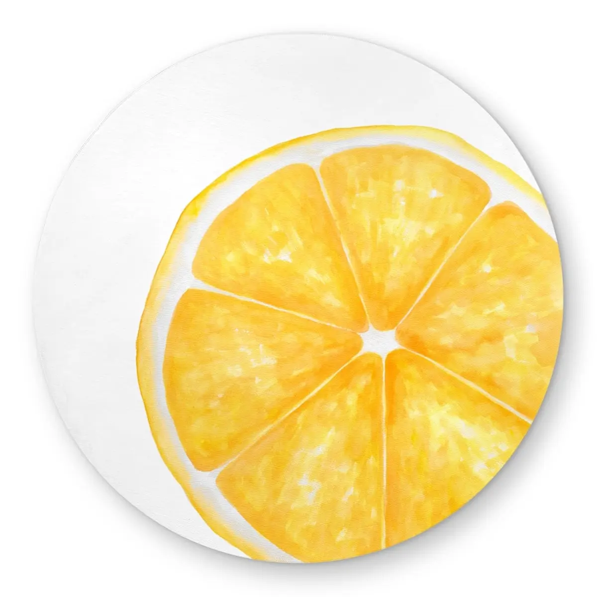 360 stand Polyester Chenille Round Area Rug - 5x5 ft Lemon Slice Kitchen Still Life Design, Indoor-Outdoor Use, Household Textile Home Decor, C1COAR55NT2J0A, Polyester Chenille Rug, Chenille-Style Area Rugs