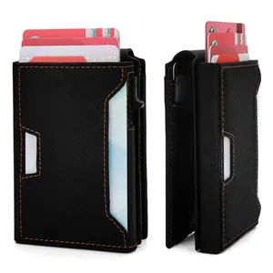 Men's Business Stylish Card Wallet Holder RFID Protection Minimalist Design Multi-Card Slots One-click Pop-up for Business Professionals Secure & Sleek