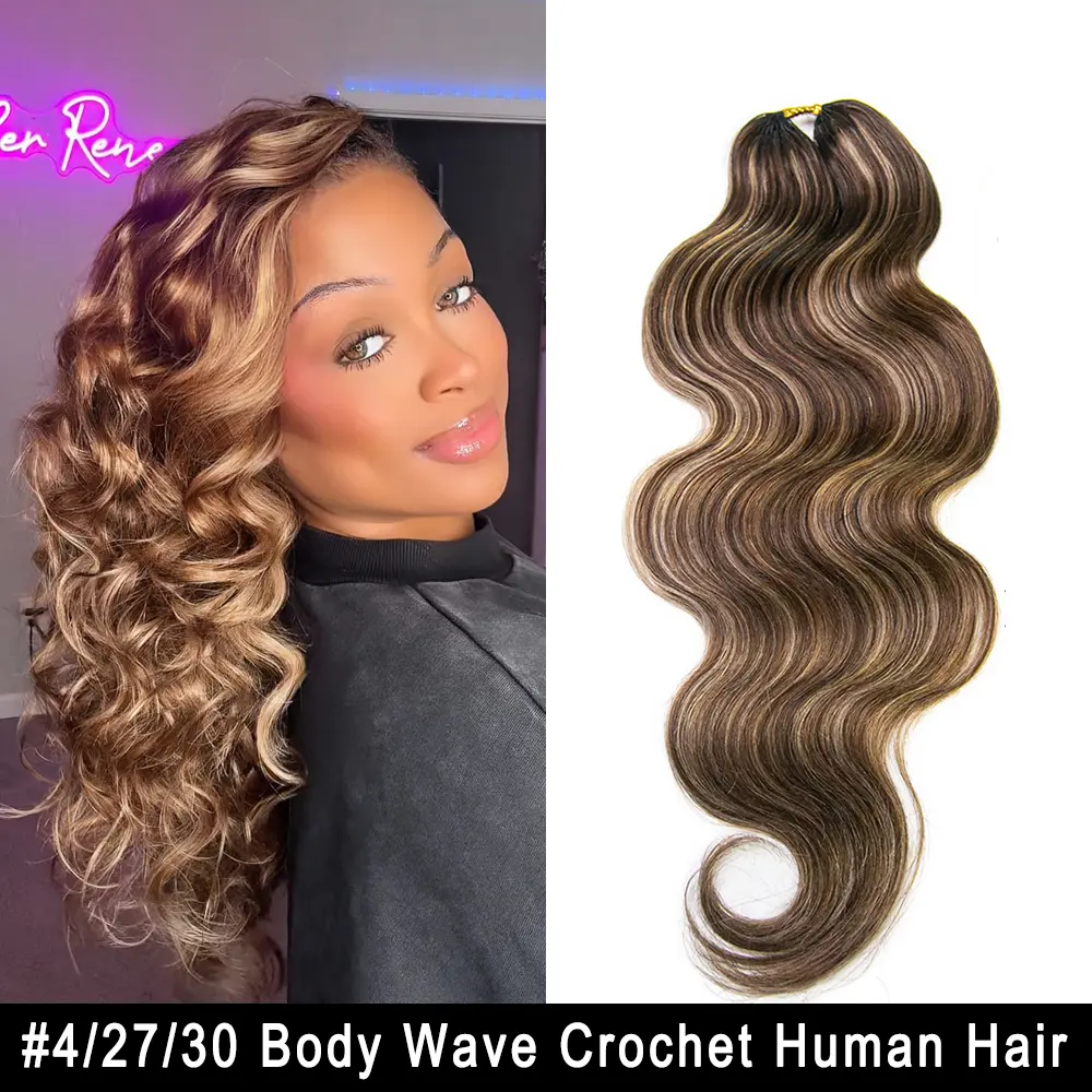 YWIGS Brown Crochet Human Hair for Miracle Knots Boho Braids 4/27/30, 27/30/613 Blend Color Crochet Hair Pre-Separated Body Wave Crochet Hair 60 grams/bundle 18 inch #backtoschool #backtoschoolshopping