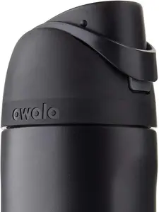 Owala FreeSip Insulated Stainless Steel Water Bottle with Straw for Sports and Travel, BPA-Free, 24-oz, Very, Very Dark Drinkware Flasks Lid Insulation Loop Tumbler Mug Bottled Portable