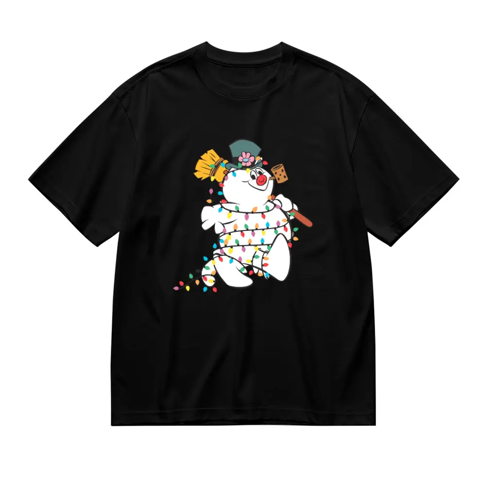 Women's Oversized Loose Everyday Short-Sleeve Round Neck Simple Christmas Print Sports Top - Denim Vibe Tee with Snowman, Snowflake, Gingerbread, Candy Cane Patterns, Ideal for Beach, Leggings Pairing