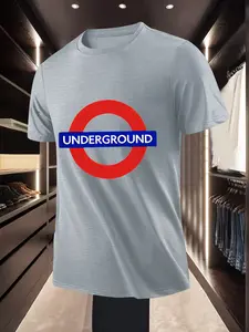 Casual Minimalist Unisex London Underground Logo Printed Short Sleeve T Shirt for Daily Leisure and Commuting