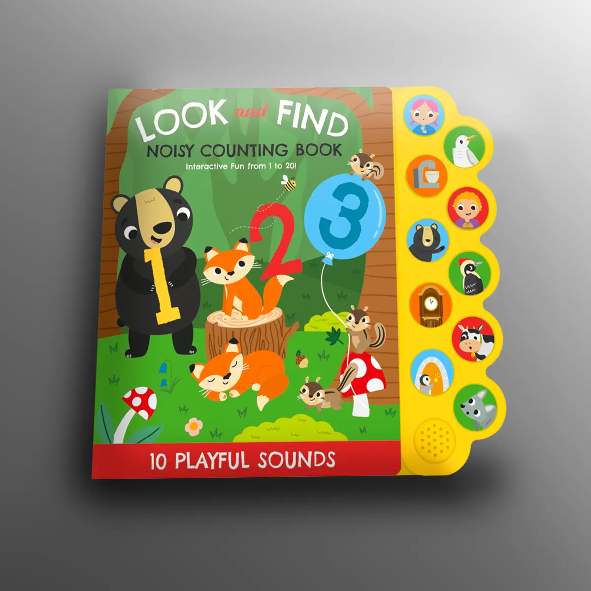 Preschool Learning Book for Kids - Interactive Animal-Themed Picture Book, 10 Pages, 10 Playful Scenes, Sound Button Device, Early Counting Features