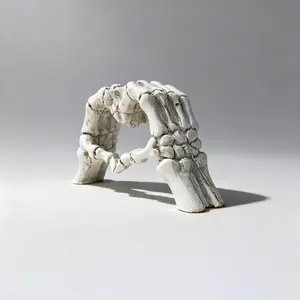 Skeleton Hands Statue,Heart Hands Sculpture,Hand Gesture Desk Statues Love Ornaments,Heart Shape Finger Gesture Sculpture Decor for Bookshelf/Coffee Desktop/Halloween Decorations