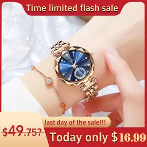Luxury Waterproof Quartz Watch for Women with Diamond-Cut Glass, Elegant Round Dial, Adjustable Strap – A Perfect Gift and Fashion Statement