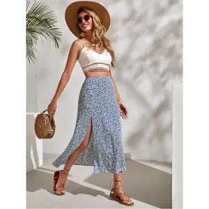 Fashionable women's flower split Maxi woven short skirt, suitable for fashionable women, is the perfect choice for both casual and formal occasionsRAIMENTRY