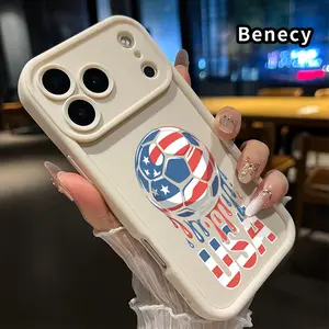 USA Soccer Dream Pattern Phone Case for iPhone 17 Pro Max 16 15 14 Plus 13 12 Mini 11 XR X XS Air E Shockproof Full Camera Protection Durable Slim Silicone Cover Smartphone Casing