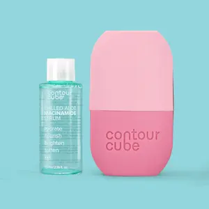 Glow & Go Bundle | Contour Cube with Chilled Aloe Niacinamide Serum | Ice Facial Tool with Freezable Serum | Hydrate, Sculpt & Glow