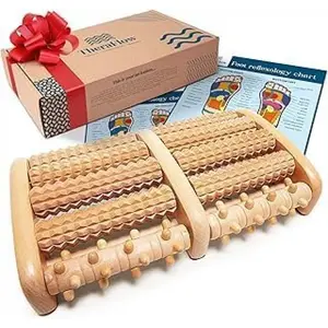 Foot Massager for Neuropathy & Plantar Fasciitis Relief - Mom Gifts for Women & Gifts for Dad, Wooden Foot Roller Massager, Neuropathy Pain Relief for Feet (Includes Reflexology Chart) : Health & Household