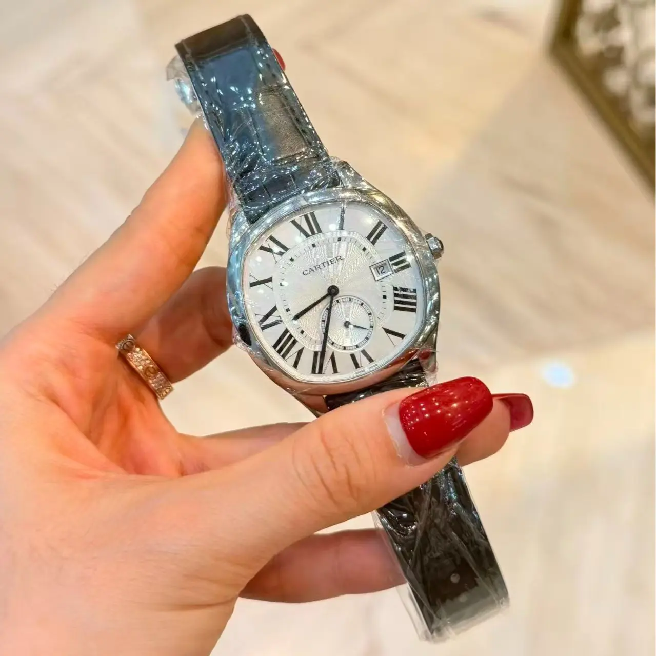 Pre-owned Cartier Drive de Cartier WSNM0015 40×41mm Cushion Steel Automatic Dress Watch