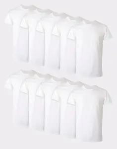 Hanes Men's Cotton Undershirt Super Value Pack Moisture-wicking White 10-pack Underwear Multi Comfortable Fit Soft Stretch Fabric Breathable 2135z0