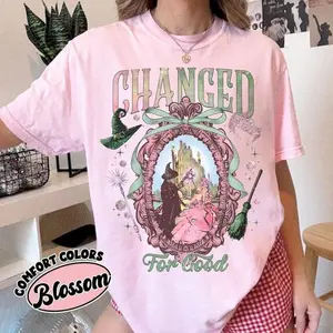 Wicked Changed For Good Witch Shirt Comfort Colors Shirt, Pink and Green Musical Tees, Gravity Broomstick Magic Wand, Soft, Tops