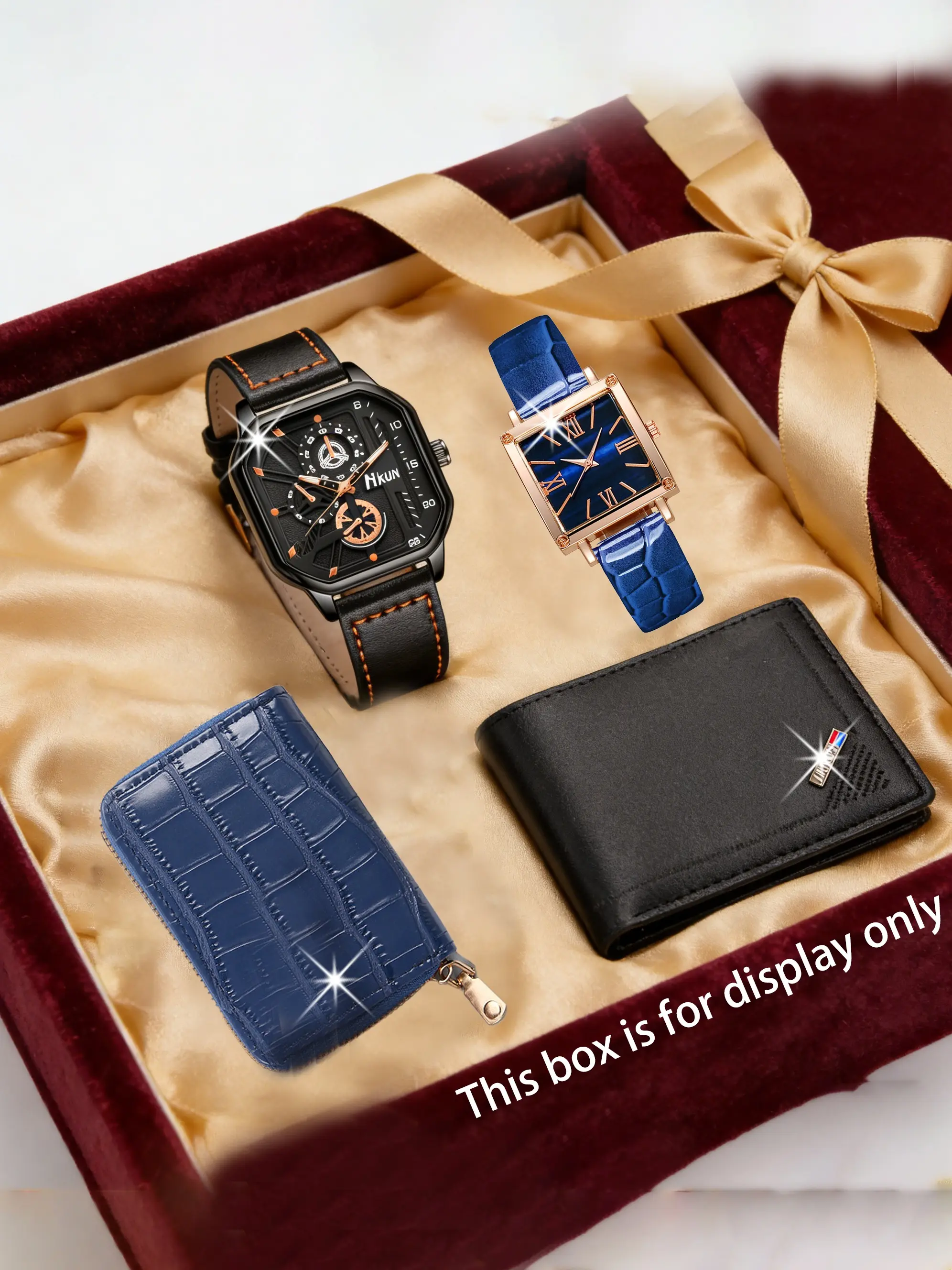 4pcs Fashion Quartz Watch Set, Casual Couple Watches + Stylish Wallet, Perfect Gift for Him, Valentine's Day, Christmas, Thanksgiving