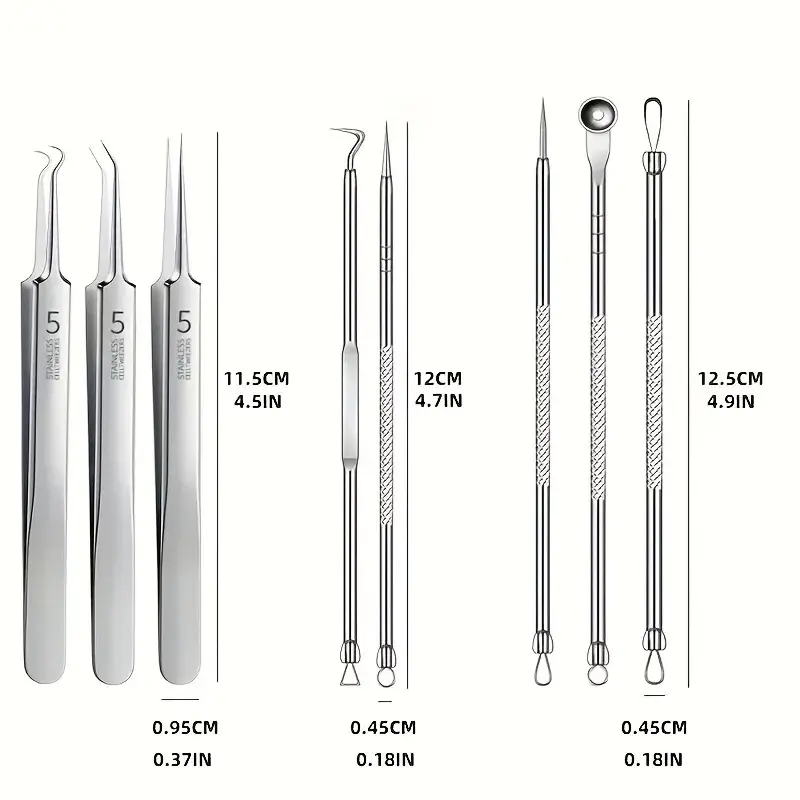 8-PIECE PROFESSIONAL BLACKHEAD REMOVER KIT | STAINLESS STEEL pore removal