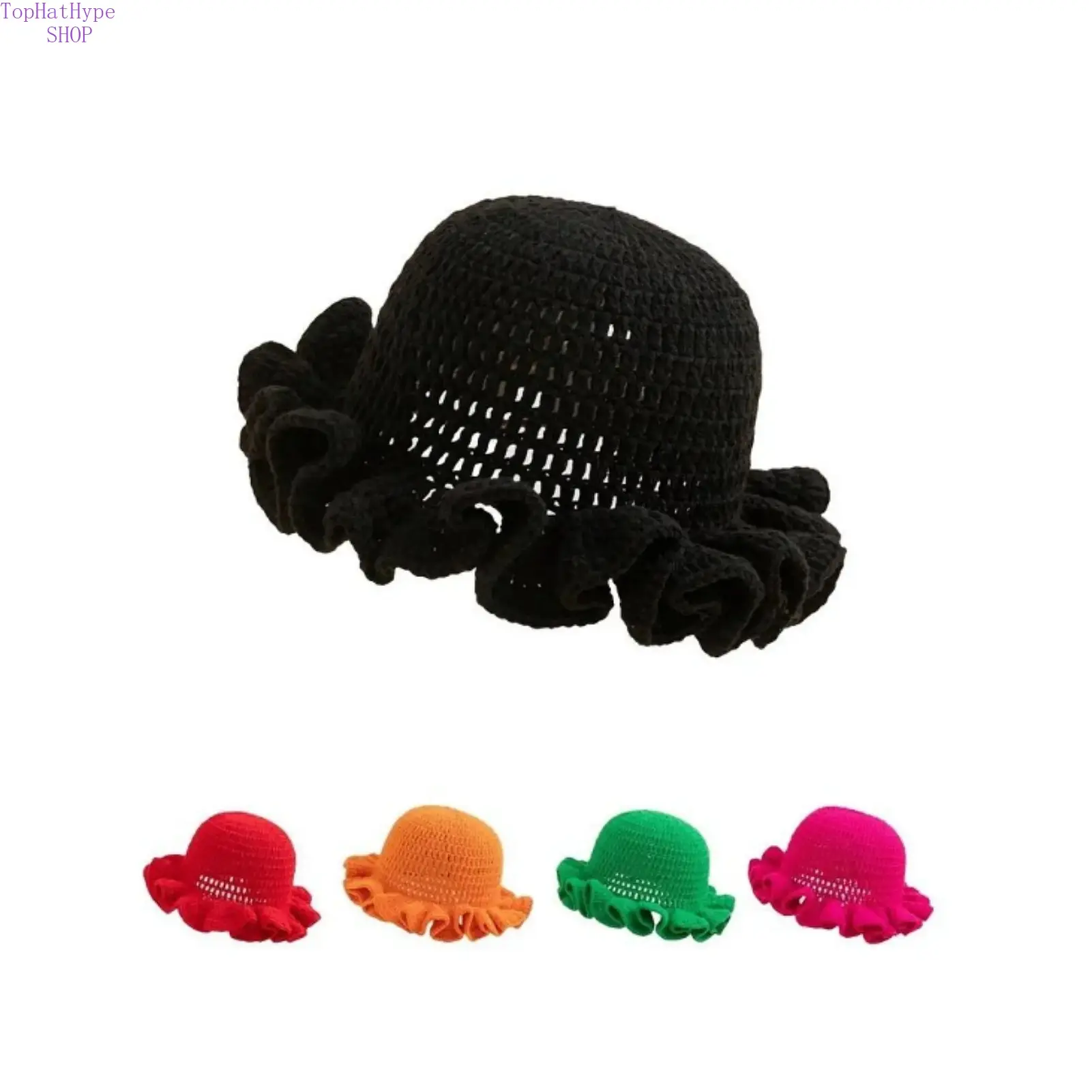 Women's Handmade Crochet Knitted Winter Hat - Solid Color, Wave Edge, Flexible Stretch, Soft Warm Adjustable Hat for Daily Outfits, Outdoor Wear, Handmade Adjustable Hat