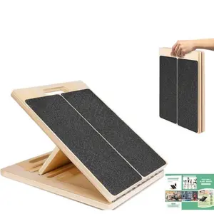 Portable Wooden Slant Board for Calf Stretching Squats Calf Stretcher Pilates Physical Therapy Equipment Adjustable Incline Board for Knees Ankle Heel Feet Leg TikTokShopBlackFriday