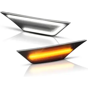 LED Side Marker Lights for Civic 10 Gen Civic 2016-2021 Switchback White Amber Front Bumper Turn Signal Reflector, Smoked Len