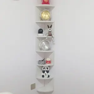 7-Tier White Country Farmhouse Corner Shelf - Heavy-Duty Space-Saving Wall Mounted Storage Organizer, Sturdy Plastic Shelving Unit for Living Room, Bedroom, Kitchen - Easy Installation, Modern Home Decor Rack, Decoration Items