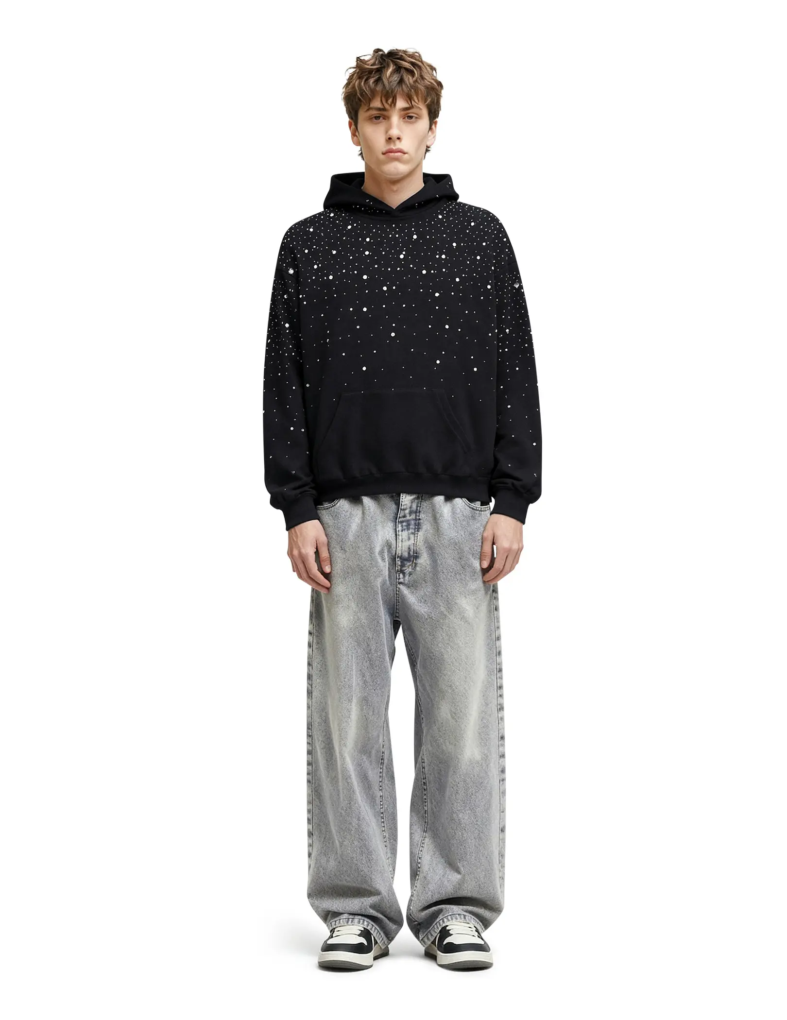 Aelfric Eden Rhinestone Pullover Hoodie Vintage Washed Unisex Y2K