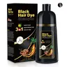 KAISASA Black 3-in-1 Hair Color Shampoo - Alcohol-Free Semi-Permanent Black Hair Dye, Herbal Ginseng Extract Restorer for Adults, Gray Coverage (400ml, 36 Months Shelf Life)