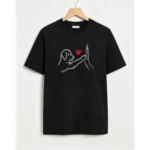 Women's Short-Sleeve T-Shirt, Lady's Round Neck Soft Breathable Streetwear Top, Cute Dog 5-High Heart Print, Pet Lovers' Daily Wear Essential,summervibes