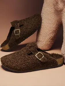 Women's Backless Memory Foam Fuzzy Warm Slippers, Foot Clogs, Soft Cotton Lining, Comfortable Indoor & Outdoor Shoes, Perfect Gift for Friends and Family