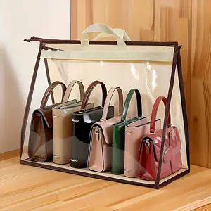 1 piece enlarged and widened handbag storage bag, translucent handbag storage bag with handle, wallet organizing cabinet, zipper hanging storage bag, handbag.