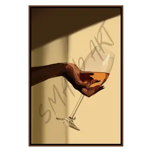 WINE & SUN - Smard Black Wall Art Print/ Canvas for Home /Office Decor
