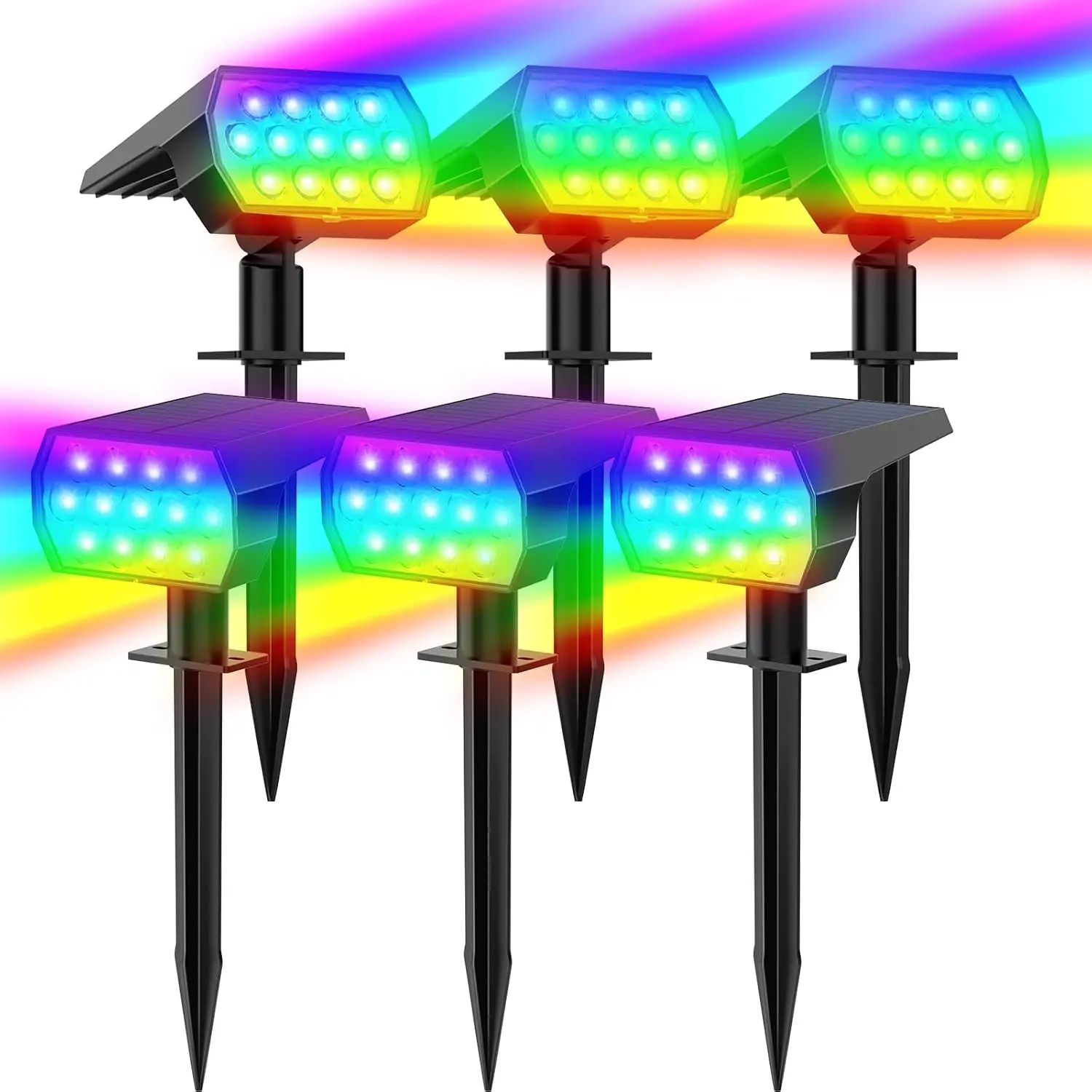 Solar Color Changing Spot Lights Outdoor for Halloween Christmas, 7 Modes Multicolor RGB Landscape Spotlights for Garden Yard Driveway Lawn Patio Pathway Christmas Decorations